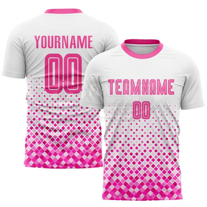 Custom Pink White Soccer Jersey Set Sleeveless V-neck Heat Transfer Printing Quick Dry Polyester Unisex Adult All Seasons - Product Image 4