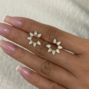 Pendientes de Aro con Diamantes Cultivados en Laboratorio en Forma de Pera, Chapados en Oro y Rodio, Elegantes y Modernos, Joyería Fina para Uso Diario - Product Image 2