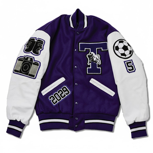 Chaqueta Varsity Unisex Personalizada de Alta Calidad ODM OEM, Cuello Alto, Lona, Tela Premium, Ropa Exterior de Béisbol para Otoño, Ropa Urbana - Product Image 1
