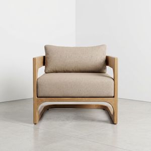 Commercial Grade Solid Teak Accent Easy <b>Chair</b> Japandi Minimalist <b>Club</b> <b>Chair</b> for Restaurant Hotel Patio Indonesia SVLK Factory - Product Image 1