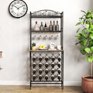 Industriale in metallo a 3 livelli portabottiglie per vino da Bar da tavolo con bottiglia di liquore in vetro Organizer per cucina domestica sala da pranzo soggiorno - Product Image 1