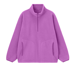 Unisex Fleece Half Zip <b>Pullover</b> Oversized Stand Collar Solid Color Casual Sweatshirt Regular Sleeve Autumn Knitted Top - Product Image 5
