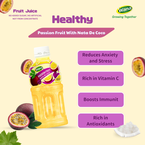 Jugo de Maracuyá con Nata de Coco y Pulpa, Botella PET de 320 ml, Servicio OEM/ODM, Fabricante de Bebidas Wana - Product Image 3