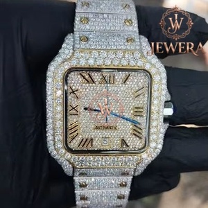Montre analogique en acier inoxydable de luxe Mossinate avec verre serti de diamants, cadran de haute qualité de 41 mm pour hommes et femmes, mouvement mécanique - Product Image 3