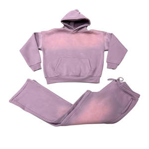Conjunto Deportivo Vintage de Dos Piezas con Efecto Desgastado por el Sol, Chaqueta y Pantalones con Acabado Lavado, Corte Relajado para Uso Diario - Product Image 5