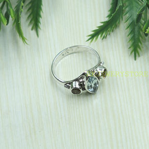 Bague en argent sterling 925 avec topaze bleue naturelle et citrine, bague de créateur faite à la main, plaquée, bijoux pour femmes, cadeau pour petite amie - Product Image 5