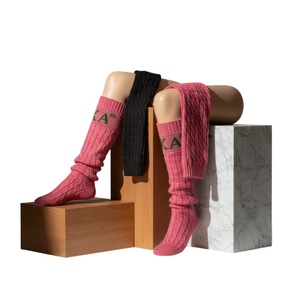 AKA Knit Leg Warmers for Women Winter Boot <b>Socks</b> Pink <b>Black</b> Green Stretch Cable Knit Dance Leg Sleeves Cozy Warm - Product Image 1