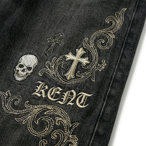 Jean en denim délavé 13 oz coupe droite taille mi-haute style vintage streetwear 100% coton pour homme, durable, épais, personnalisable OEM ODM - Product Image 4