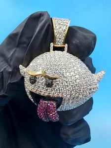 Colgante de Plata 925 con diseño de Mario Boo o Fantasma Travieso, estilo Iced Out, Joyería Hip Hop para Raperos, con Moissanita VVS - Product Image 6