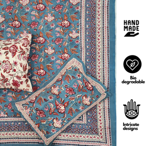 Luxury Jaipur Block Print Pure Cotton 200TC 3-Piece <b>King</b> <b>Size</b> Bedsheet Set Soft Skin Friendly Durable Machine Wholesale Hotel - Product Image 1