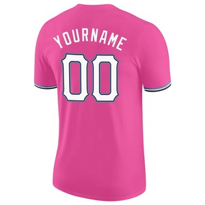 Nouveau design T-shirt rose d'équipe avec impression personnalisée du nom et du numéro, coupe athlétique, col rond, manches courtes, maillot pour hommes et femmes - Product Image 5