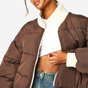 Women's Short Puffer Jacket Winter Quilted <b>Bubble</b> <b>Coat</b> High Waist Hooded Long Sleeve Zipper Closure Casual Fashion Wear 2026 - Product Image 5