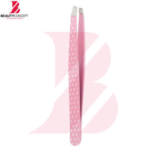 เครื่องมือกำจัดขนบนใบหน้าสีชมพูสำหรับคิ้วและเครา อุปกรณ์ตกแต่งใบหน้าคุณภาพสูง แหนบคิ้วสแตนเลสปลายเฉียง - Product Image 6