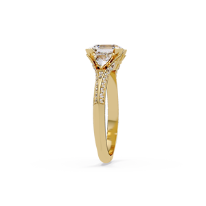 Anillo de Compromiso de Lujo para Novia, Oro Amarillo de 14K, Corte Asscher, Diamante Cultivado en Laboratorio, Pavé de Diamantes, Joyería Fina para Mujer - Product Image 4