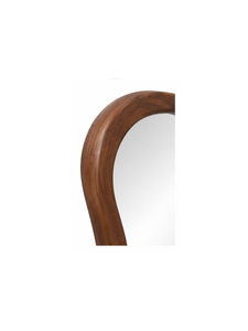 Miroir mural moderne à cadre en bois irrégulier en teck massif avec surface en verre pour salon, dressing ou salle de bain - Product Image 5