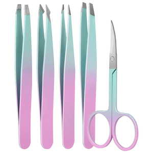 Juego de Pinzas para Cejas de Acero Inoxidable Rosa y Verde Menta, Punta Inclinada y Puntiaguda, Pinzas con Logotipo Personalizado y Tijeras - Product Image 6