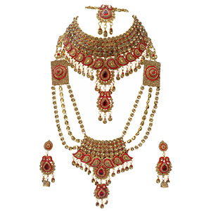 Indian Trendy Classic Choker Engagement Anniversary Wedding Party <b>Gift</b> Set Crystal Kundan Faux Pearl Alloy Gold Women's Earrings - Product Image 1