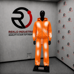 Custom Mens <b>Orange</b> Washed Tracksuit Full Zip <b>Hoodie</b> Sweatpants Set Wholesale Casual Streetwear Jogging Sportswear Outfit For Men - Product Image 3