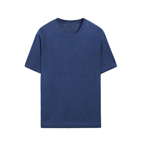 Pull en tricot à manches courtes pour homme, col rond, respirant, coton de haute qualité, couleur unie, vêtement décontracté - Product Image 3