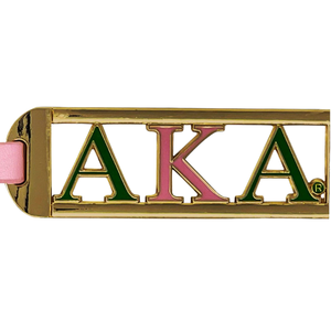 AKA Open Plate Charm Llavero y Colgante para Bolso en Tono Oro Rosa y Verde con Diseño de Letras Alpha Kappa Alpha, de Moda - Product Image 5