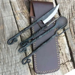 มีดครัวเหล็กกล้าคาร์บอนทำมือแบบกำหนดเอง Burraq DIY OEM  ตีขึ้นรูปด้วยมือ สไตล์วินเทจยุคกลาง ปรับแต่งได้ ใบมีด 1 ใบ ขนาดมาตรฐาน - Product Image 2