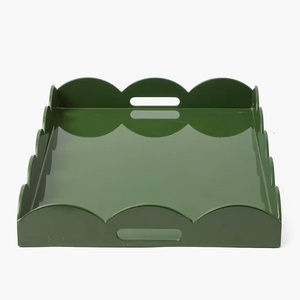 Ensemble de 2 plateaux de service rectangulaires en laque écologique à motifs floraux, artisanat de haute qualité, OEM ODM, prix de gros - Product Image 2