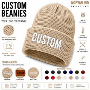 Gorro de Punto Tipo Waffle Personalizado, Fabricante OEM ODM, Etiqueta Privada, Gorro de Invierno, Proveedor Mayorista, Precio Directo de Fábrica - Product Image 1