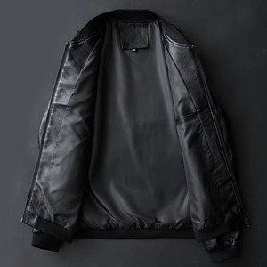 High Quality <b>Men's</b> Real <b>Leather</b> <b>Jacket</b> Zipper Flight <b>Leather</b> Pilot <b>Jacket</b> - Product Image 2