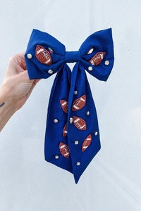 High-quality Blue Game Day Cheer Bow Rhinestone Hair Bow Large <b>Sports</b> Team Spirit Ribbon Hair Accessory School Spirit Event 2026 - Product Image 5