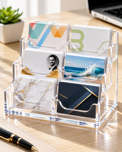 Soporte para tarjetas de visita, exhibición para escritorio, plástico transparente, moderno, personalizado, 6 ranuras, soporte para tarjetas de visita, capacidad para 300 tarjetas, 1 paquete - Product Image 6