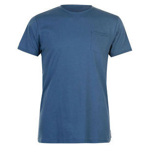 Camiseta de Cuello Redondo Azul para Hombre, Manga Corta, Algodón, Informal, Verano, Básica, con Logotipo Personalizado, OEM, ODM, Ropa al por Mayor - Product Image 3