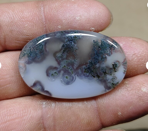 Cabujón de ágata de alta calidad, ovalado, gris, azul, blanco, pulido, opalescente, piedra suelta para la fabricación de joyas. - Product Image 3