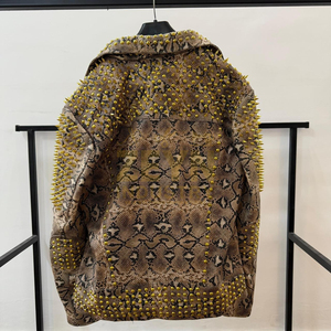 Chaqueta de Motocicleta de Cuero PU para Mujer, Cuello Alto, Manga Larga, Cierre de Cremallera, Color Sólido, Estilo Motero, para Otoño - Product Image 4