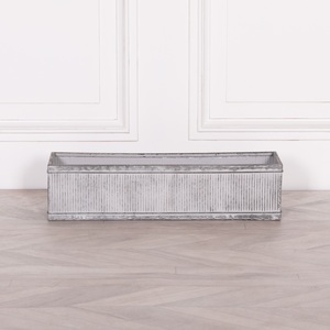 Customized Handmade Best Rectangular Metal <b>Storage</b> Boxes Set Industrial Style White Ribbed Finish <b>Stackable</b> Decorative <b>Container</b> - Product Image 2