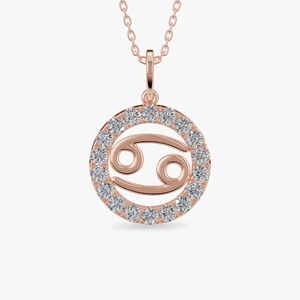 Pendentif Moissanite en Argent 925 Signe du Zodiaque Cancer avec Diamants Ronds Taille Brillant, Breloque Thème Classique, Bijou Unisexe - Product Image 1