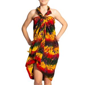 Wholesale Boho Animal Print Cotton Beachwear Summer Beach <b>Bikini</b> Cover-up Wrap <b>Sarong</b> Towel Ruffled Neckline Tassels Mandala 1 - Product Image 5