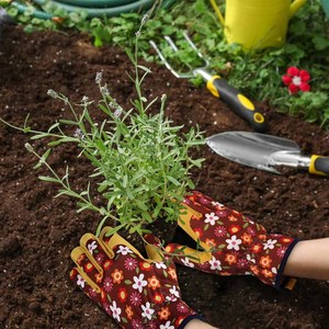 Guantes de Jardinería de Alta Calidad con Estampado Floral, Palma Acolchada de Gamuza Sintética Amarilla, Guantes de Seguridad para Trabajo en Exteriores con Muñequera Elástica - Product Image 5