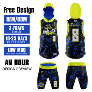 OEM Custom Sublimated 7 on 7 <b>football</b> Uniform Set Sleeveless Hooded Jersey with compression <b>shirts</b> and Shorts Wholesale - Product Image 1