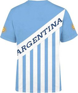 Camiseta de Fútbol de Argentina, Azul Claro con Rayas Blancas, Secado Rápido, Personalizada, de Poliéster, para Fanáticos del Deporte, Origen Importado - Product Image 3