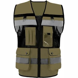 Gilet de sécurité haute visibilité, vêtements de travail décontractés sans manches, gilet multi-poches avec bandes réfléchissantes, couleur et logo personnalisables - Product Image 5