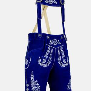 Lederhosen en cuir bleu allemand authentique pour festival, tailles européennes du 46 au 60 - Product Image 1
