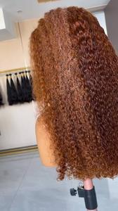 Extensions de cheveux brésiliens Remy de qualité supérieure, bouclées, rouge cuivré intense, texture naturelle, boucles définies, volume ajouté, double trame machine - Product Image 2