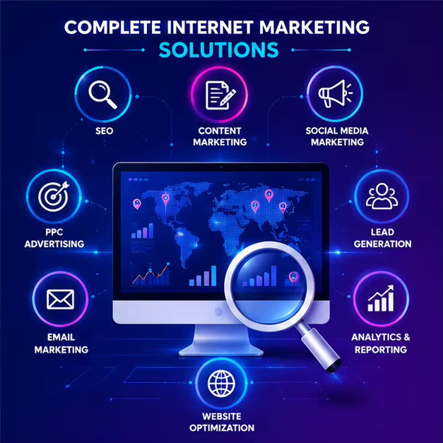 Complete Internet Marketing Solutions SEO Content Social Media PPC Email Lead Analytics Website Optimization Software Stock Mac