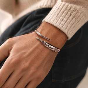 Belladec Handcrafted Feather <b>Copper</b> Classic Cuff Bracelet Open Adjustable <b>Bangle</b> Nature Inspired Artisan Jewelry Elegant Gift - Product Image 6
