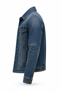 Chaqueta Vaquera para Hombre, Corte Regular, Lavado a la Piedra, Cierre de Botones, Estilo Casual, para Otoño, 100% Algodón, Tejido de Sarga, Diseño con Puntadas Decorativas - Product Image 2