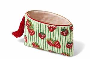 <b>Cute</b> Strawberry Beaded Tyvek Coin <b>Purse</b> Handmade Fruit Design Open Pouch Women Aesthetic Mini Wallet Makeup Pouch Wrist Large - Product Image 4