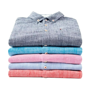 Chemise pour homme grande taille, couleur unie, manches longues, en lin et coton, chemise d'été confortable, décontractée, respirante et fraîche pour homme - Product Image 1