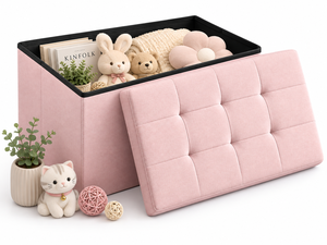 ม้านั่งเก็บของหุ้มผ้ากำมะหยี่สีชมพูสำหรับห้องนั่งเล่น เฟอร์นิเจอร์บ้าน - Product Image 4