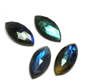พลอยลาบราดอไรต์สีน้ำเงินธรรมชาติ คุณภาพสูง ประกายไฟสีน้ำเงิน รูปทรงมาร์คีส์ โรสคัท สำหรับทำเครื่องประดับ - Product Image 3