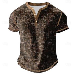 Men's Short Sleeve O-Neck <b>Geometric</b> Pattern T-<b>Shirt</b> Sublimation Transfer Print Breathable Quick Dry Regular Fit Sporty Knitted - Product Image 1